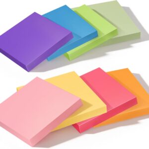 3×3 Inch 8 Pack Self-Stick Sticky Notes, 480 Total Sheets, Colorful Memo Pads for Home, Office & School
