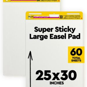 Post-it Super Sticky Easel Pad, 25 x 30 Inches, 30 Sheets Per Pad, 4 Pads, Large, White, Premium Self Stick Flip Chart Paper, Anchor Chart, Office Supplies & School Supplies, Great for Teachers and Students