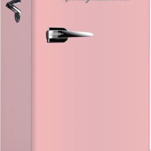Frigidaire EFR376 Retro Bar Fridge Refrigerator with Side Bottle Opener, 3.2 cu. Ft, Pink/Coral