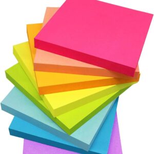 Sticky Notes 3×3 Inches,Bright Colors Self-Stick Pads, Easy to Post for Home, Office, Notebook, 82 Sheets/pad