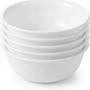 Corelle Vitrelle 28-oz Soup/Cereal Bowls Set of 6 Chip & Crack Resistant Dinnerware Bowls for Soup, Ramen, Cereal and More, Triple Layer Glass, Winter Frost White