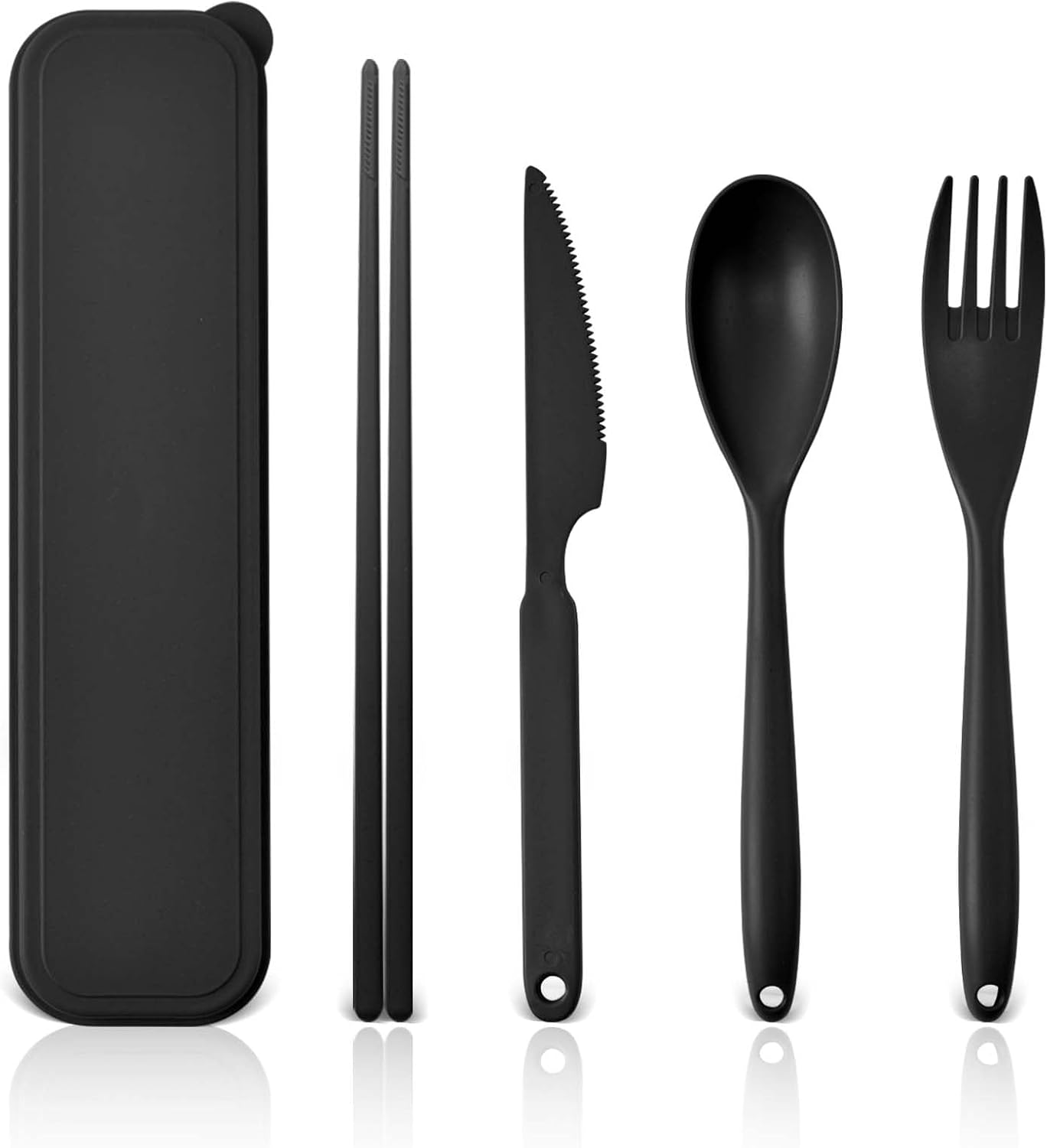 Large Reusable Travel Utensils Set with Case, Plastic Set for Adults Travel Picnic Camping, Portable Flatware Cutlery Set with Chopsticks for Daily Use(Black) Large Reusable Travel Utensils Set with Case, Plastic Set for Adults Travel Picnic Camping, Portable Flatware Cutlery Set with Chopsticks for Daily Use(Black)