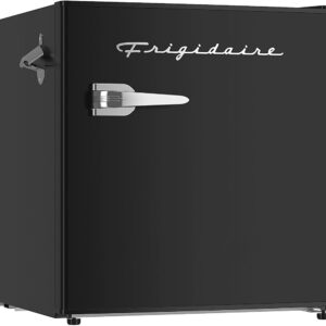 FRIGIDAIRE Black Retro Mini Refrigerator-Energy Saving-Adjustable Thermostat Control-Side Mounted Bottle Opener-Ideal for Dorm, Office, RV, Garage, Apartment 1.6 Cubic Feet