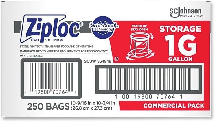 SC Johnson Professional Ziploc Storage Bags with New Grip 'n Seal Technology, For Food Organization and Storage, Double Zipper, Gallon, 250 Count - Image 4
