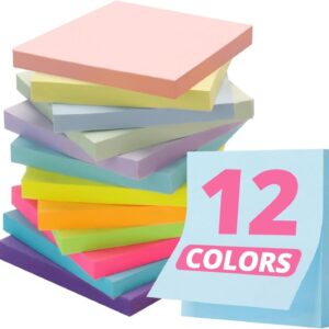 Sticky Notes, 12 Pads, 3×3 inches, Soft Pastel Self-Stick Note Pads, Perfect for Office, Study, and Daily Life Organization – Soft Pastel