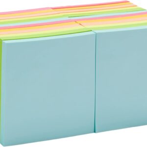 Amazon Basics Square Sticky Notes for Organizing, Reminders, To Do Lists, Clean Removal, 3″x3″, 24-Pack, Assorted Colors