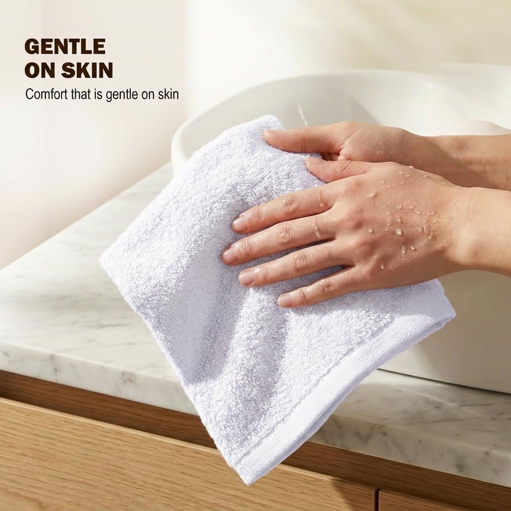 Utopia Towels 60 Pack Cotton Washcloths Set, 100% Ring Spun Cotton, Premium Flannel Face Cloths, Highly Absorbent and Soft Feel Fingertip Towels, White - Image 3
