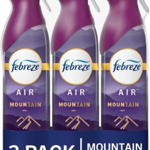 Febreze Air Mist Air Freshener Spray, Odor-Fighting Room Spray, Air Fresheners for Home and Bathroom and Kitchen, Aerosol Can, Mountain Scent, Purple, 8.8oz (Pack of 3)