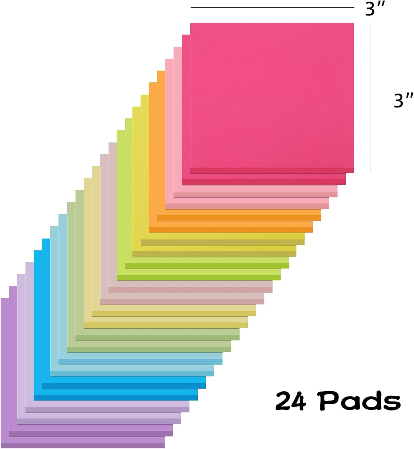 (24 Pads) Sticky Notes 3x3 Inches,Bright Colors Self-Stick Pads, Easy to Post for Home, Office, Notebook - Image 3