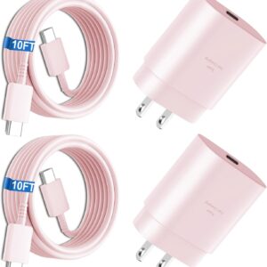 USB C Charger,25W Charger Fast Charging Block Phone Charger Android & Fast Charger Type C 10Ft Cable Cord for Samsung Galaxy S26/S25/S24/S24+/S24 Ultra/S23/S23+/S23Ultra/S22/S22+/S22Ultra/S21/S20,Pink