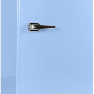 Frigidaire Retro Compact Fridge with Chiller, 3.2 cu ft Countertop Fridge with Built-In Bottle Opener, Compact Refrigerator for Office, Bedroom, Dorm Room or Cabin – 16.5″ D x 19″ W x 31″ H (Blue)