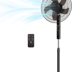 NEWBULIG 17″ Pedestal Fans with Remote, Oscillating Standing Fan with 3 Speed & 3 Model, Quiet Timer Stand Up Fan for Indoor, Bedroom, Living Room, Adjustable Height & Tilt Head, Easy Assembly