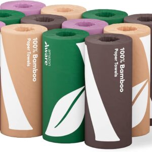 Amazon Aware Bamboo Paper Towels, 12 Rolls, 2 ply, FSC Certified, 150 Sheets, 1800 Count, Pack of 12, Plastic-Free, White
