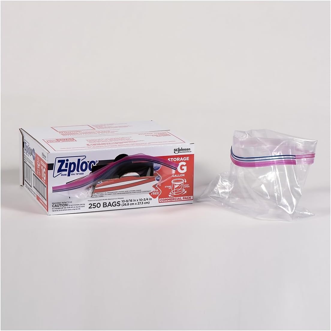 SC Johnson Professional Ziploc Storage Bags with New Grip 'n Seal Technology, For Food Organization and Storage, Double Zipper, Gallon, 250 Count - Image 6