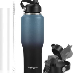ABOTOCUP 32oz Insulated Water Bottle Keep Cold 24h&Hot 12h, Double Wall Vacuum Insulated Water Bottles with Straw/Spout Lid, Stainless Steel Water Bottles that Fit in Any Car Cup Holder, Leak-proof