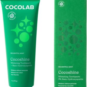 Cocoshine Teeth Whitening Toothpaste by Cocolab, Nano-Hydroxyapatite Toothpaste, Non-Fluoride with Xylitol and Coconut Oil, Gently Formulated for Sensitive Teeth, for Adults and Kids, Mint, 4 Oz