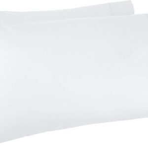 Amazon Basics 400 Thread Count Soft 100% Cotton Pillow Cases, Wrinkle Resistant, Sateen Weave, King Size, 40″ x 20″, Machine Washable, White, Set of 2, Pillows Not Included