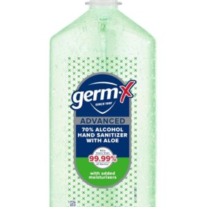 Germ-X Advanced Hand Sanitizer with Aloe and Vitamin E, 1 Liter, Less Drying Moisturizing Gel, No Rinse Formula, Pump Bottle