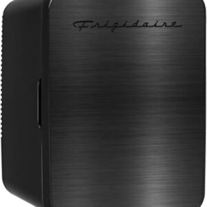 Frigidaire Mini Personal Fridge Cooler, Countertop, Holds Up to 10L/15 Cans, Brushed Black Stainless Rugged Design, Portable for Skincare, Makeup, Car, Office, Bedroom, Dorm Room, or Cabin