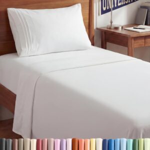 Twin XL Size 3 Piece Sheet Set – Comfy Breathable & Cooling Sheets – Hotel Luxury Bed Sheets for Women & Men – Deep Pockets, Easy-Fit, Extra Soft & Wrinkle Free Sheets – White Oeko-Tex Bed Sheet Set