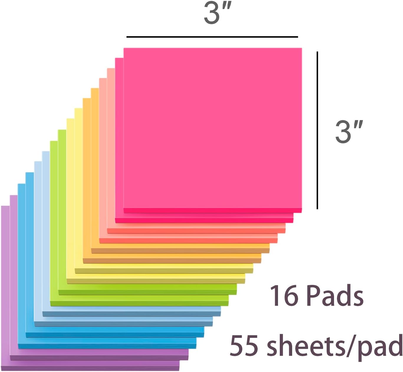 (16 Pack) Sticky Notes 3x3, Self-Stick Pads Bright Colors Sticky Note, Recyclable, Easy to Stick for Home, Office, Notebook - Image 2