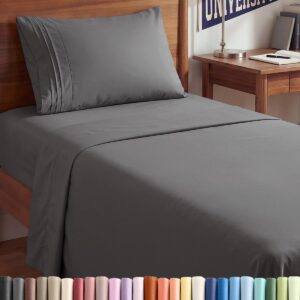 Twin XL Size 3 Piece Sheet Set – Comfy Breathable & Cooling Sheets – Hotel Luxury Bed Sheets for Women & Men – Deep Pockets, Easy-Fit, Soft and Wrinkle Free Sheets – Dark Grey Oeko-Tex Bed Sheet Set