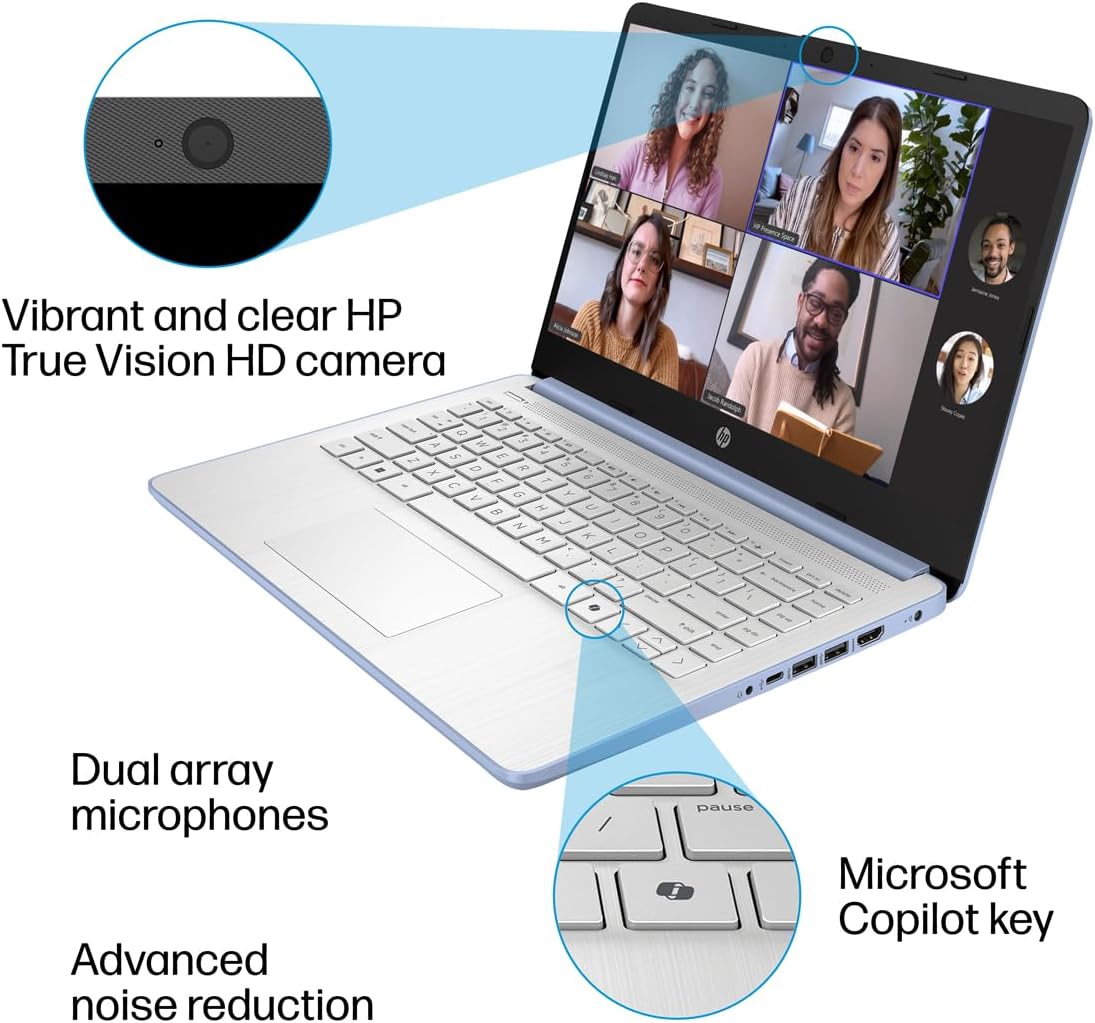 HP Laptop Computer for Students, 2026 Edition AI PC, 1 Year Office 365, Intel Processor, 16GB RAM, 128GB UFS, Long Battery Life, Webcam, WiFi 6, Type-c HUB Included, Windows 11 Home S, Sky Blue - Image 8