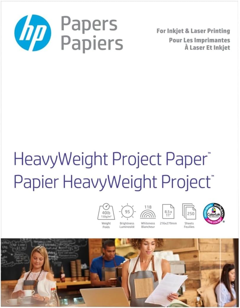 HP HeavyWeight Project Paper, Matte, 8.5x11 in, 40 lb, 250 sheets, works with inkjet, PageWide, laser printers (Z4R14A) - Image 5
