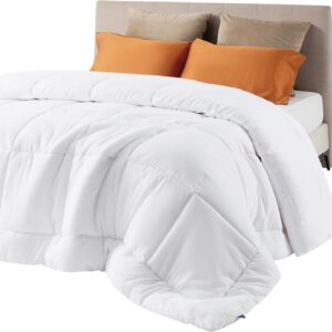Bedsure Comforter Duvet Insert – Quilted Comforters Queen Size, All Season Duvet, GentleSoft Down Alternative Bedding Blanket, with 8 Tabs, Gifts for Women/Men, White, Queen 88 x 88 Inches