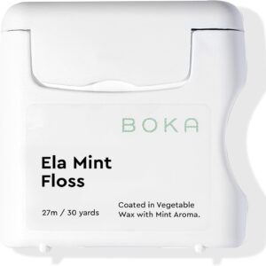 Boka Ela Mint Expandable Woven Dental Floss, Made from Plant-Based Vegetable Wax, Teflon-Free, 30 Yards of Waxed Floss (Pack of 1)
