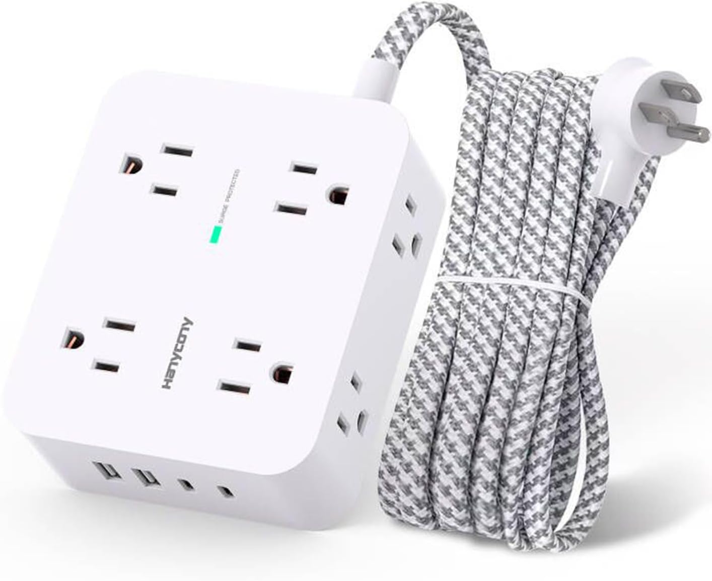 Surge Protector Power Strip – HANYCONY 8 Outlets 4 USB (2 USB C) Charging Ports, Multi Plug Outlet Extender, 5Ft Braided Extension Cord, Flat Plug Wall Mount Desk Charging Station for Home Office ETL Surge Protector Power Strip – HANYCONY 8 Outlets 4 USB (2 USB C) Charging Ports, Multi Plug Outlet Extender, 5Ft Braided Extension Cord, Flat Plug Wall Mount Desk Charging Station for Home Office ETL