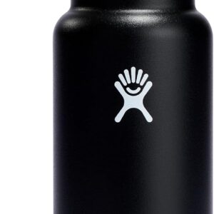 Hydro Flask Water Bottle – Insulated Stainless Steel – Wide Mouth Flex Lid, Non Spill, Leakproof and Refillable in 32 Oz Black