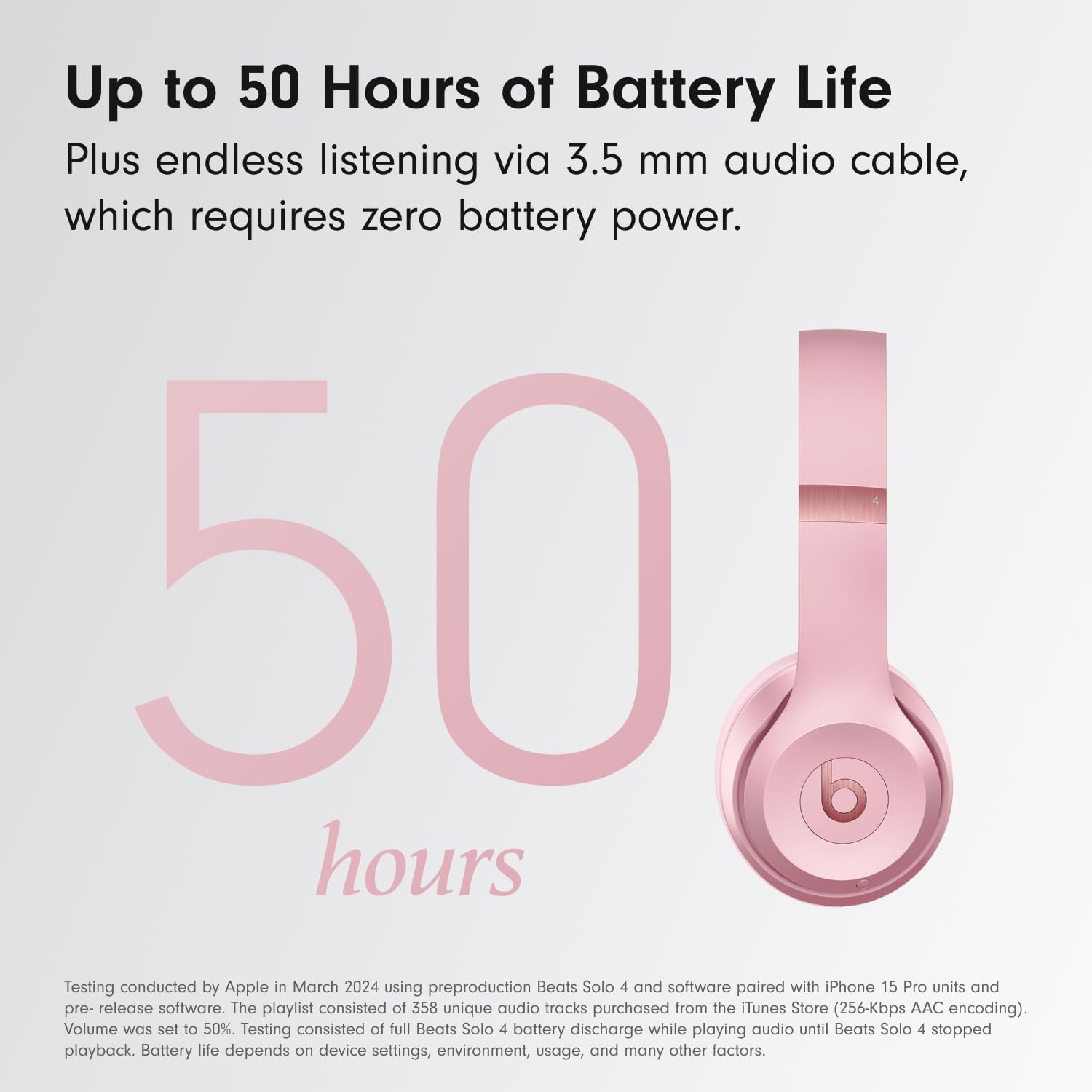 Beats Solo 4 - Wireless On-Ear Bluetooth Headphones, Up to 50-Hour Battery Life, Ultra-Lightweight Comfort, Powerful and Balanced Sound, Apple & Android Compatible - Amazon Exclusive Metallic Pink - Image 4