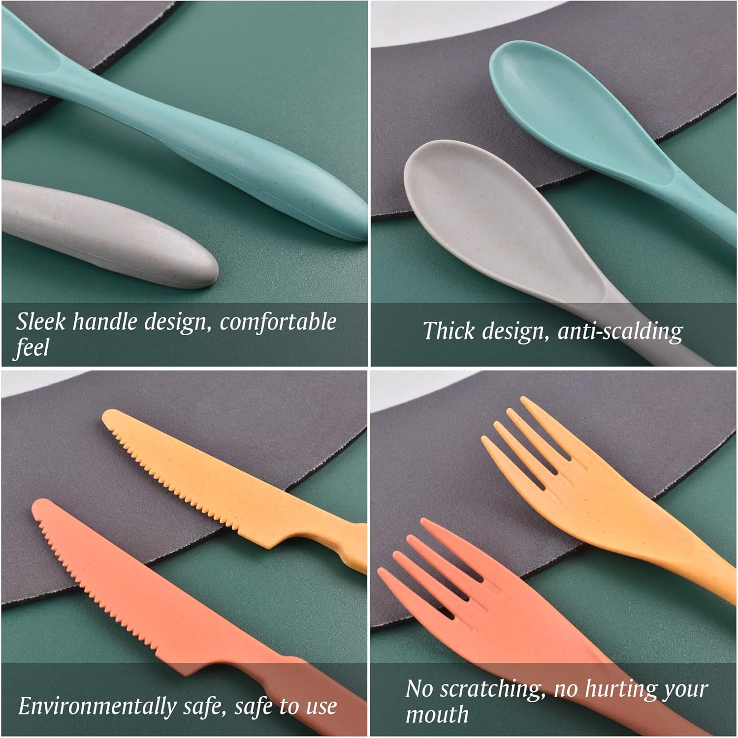 Knives Spoons and Forks Set, Wheat Straw Cutlery Set, Reusable Flatware Set for 8, Utensils for Party, Travel, Work, Picnic, Camping or Daily Use - Image 3