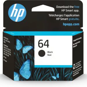 HP 64 Black Ink Cartridge | Works with Envy Inspire 7250e, 7950e, Envy Photo 6200, 7100, 7200, 7800, 7900, Tango Series | Eligible for Instant Ink | N9J90AN