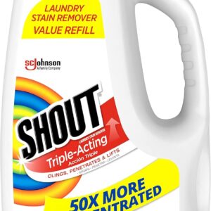 Shout Active Enzyme Laundry Stain Remover Spray for Clothes, Triple-Acting Formula Clings, Penetrates, and Lifts Tough & Everyday Stains – Prewash Refill 60oz (1.7L)