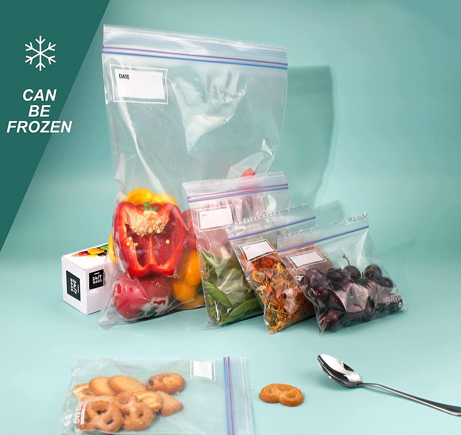 24/7 Bags- Gallon Zip Storage Bags, 200 Count, Double Zipper Seal, Easy Grip Open Tabs, Write-On Space, BPA-Free & Heavy Duty, Microwave Safe, Non-StandUp - Image 4