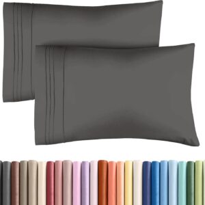 Queen Pillow Cases Set of 2 – Ultra Soft Hotel Quality Pillowcase Covers – Comfy, Cozy & Wrinkle Free – Shrinkage, Stain & Fade Resistant – Machine Washable Pillow Protectors – 2 Piece Set – Charcoal