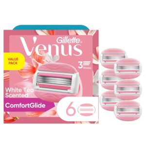 Gillette Venus ComfortGlide White Tea Women’s Razor Blades, 3-Blade Razor Refills, 6 Count