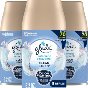 Glade Automatic Spray Air Freshener Refill, Scented Air Freshener for Home and Bathroom, Clean Linen, 6.2 Oz, 3 Count