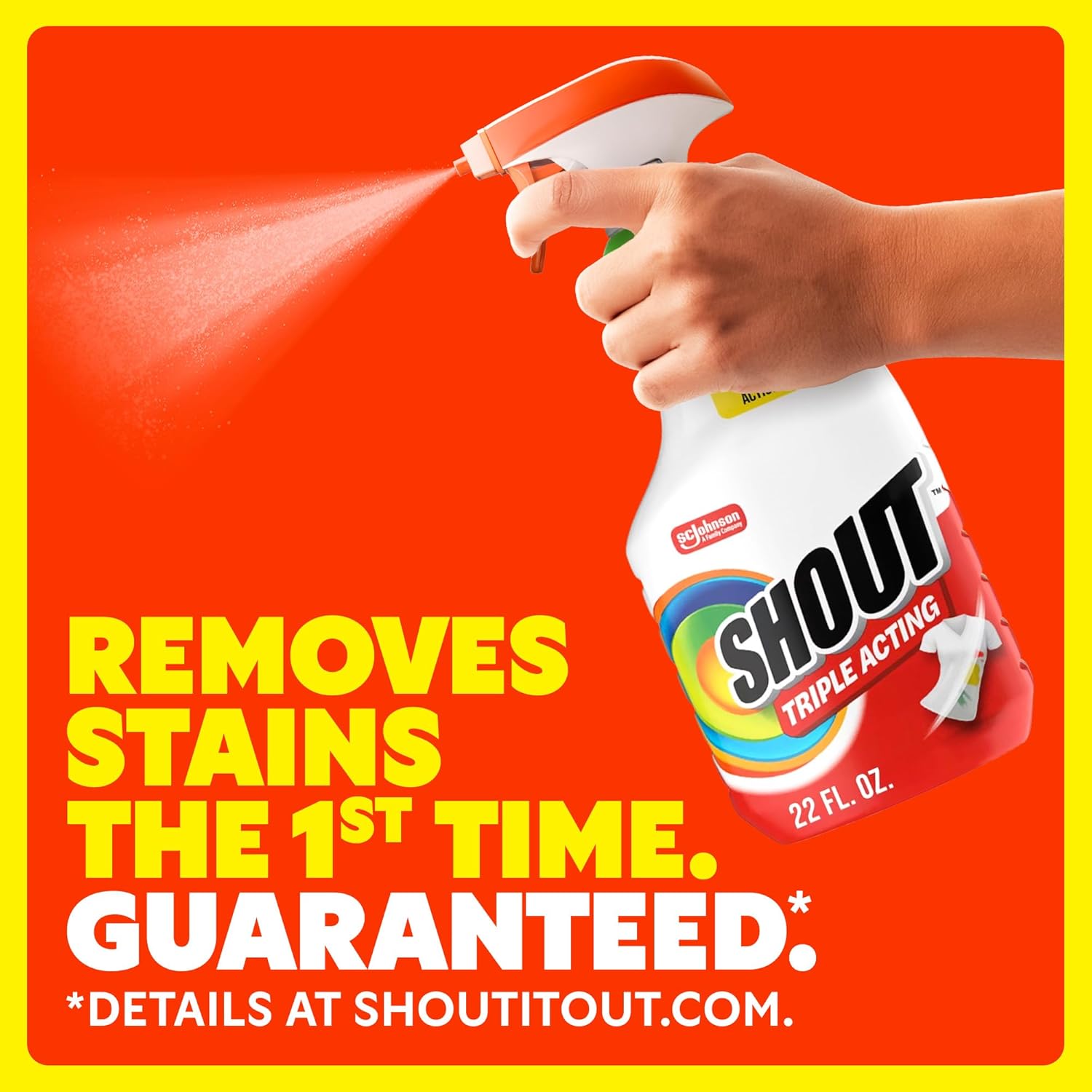 Shout Active Enzyme Laundry Stain Remover Spray, Triple-Acting Formula Clings, Penetrates, and Lifts 100+ Types of Everyday Stains - Prewash Spray 22oz - Image 2