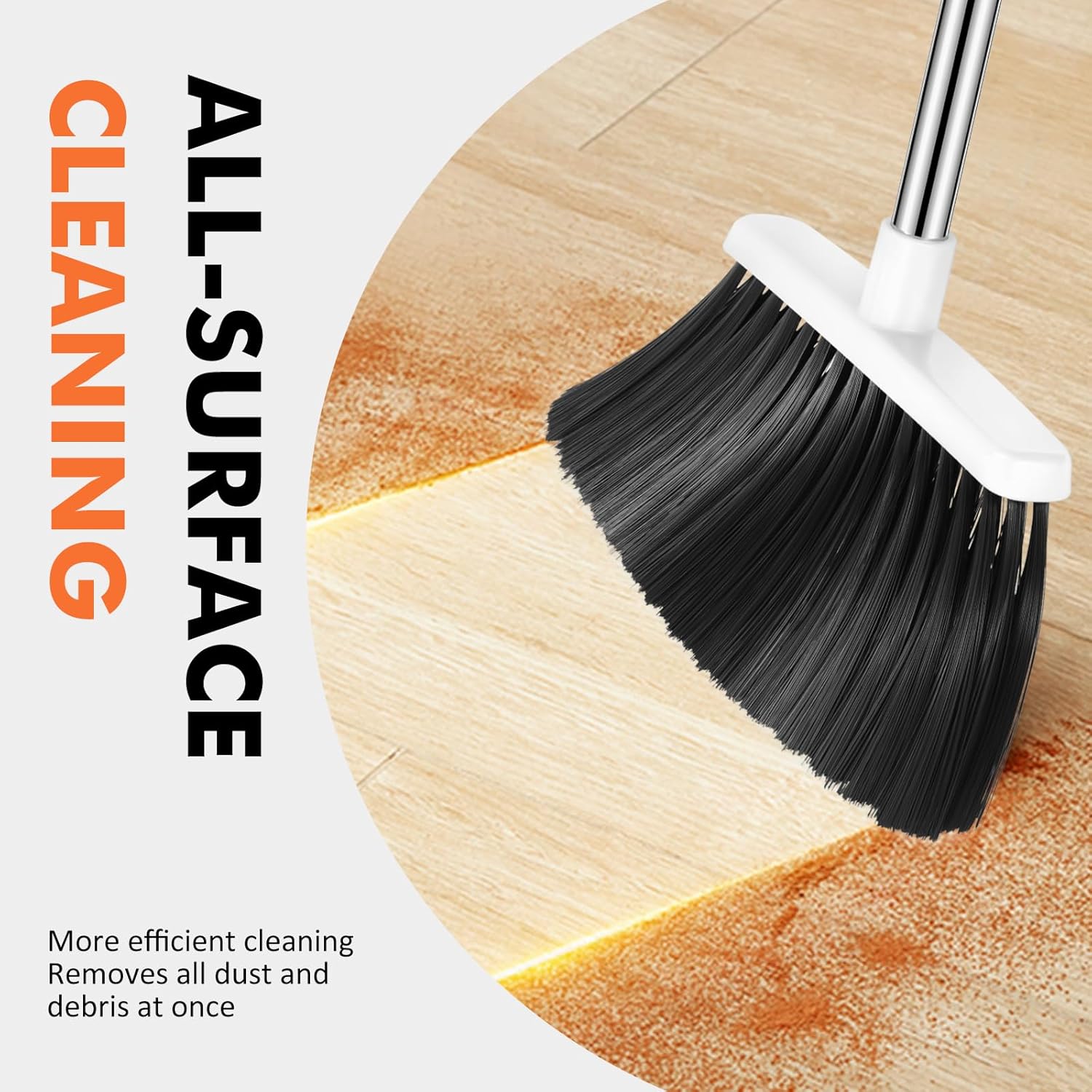 NACENA Heavy Duty Broom, 55 Inch Long Handle Outdoor Large Angle Brooms, Commercial Broom for Sweeping Indoor, for Home Garage Kitchen Office Courtyard Lobby Patio Lawn Concrete, 2 Pack (Grey&White) - Image 6
