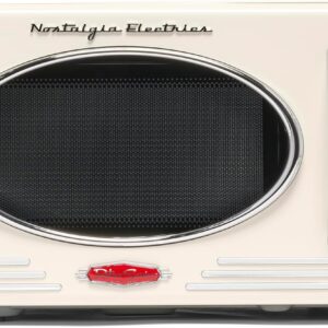 Nostalgia Retro Countertop Microwave Oven – Large 800-Watt – 0.9 cu ft – 12 Pre-Programmed Cooking Settings – Digital Clock – Kitchen Appliances – Ivory