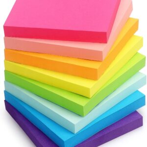 Eastern Wolf 8 Pads Sticky Notes 3×3 Self-Stick Notes 8 Bright Multi Colors Purple Sticky Notes, 85 Sheet/Pad