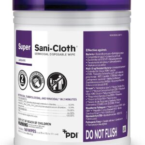 Professional Disposables Surface Disinfectant Super Sani-Cloth Wipes, 160Count