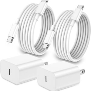 iPhone 17 16 15 Charger Fast Charging,2Pack 20W Apple iPad USB C Wall Chrager Block with 6FT USB C to C Cable for iPhone 17/Pro/Pro Max/17 Air/ 16/16 Pro/16 Pro Max/15/Plus/Pro/Pro Max (White)