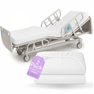 BLISSFORD – 2 Pack Fitted Hospital Bed Sheets with Elastic All Around for a Cotton Rich Soft Knitted Jersey Sheet, 36” x 84” x 12”