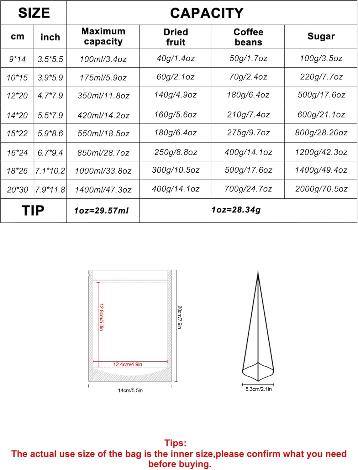 FireKylin 100 PCS Stand Up Pouches,5.5" x 7.9" Paper Bags With Window Clear Front Pouches Resealable Zipper Food Storage White - Image 2