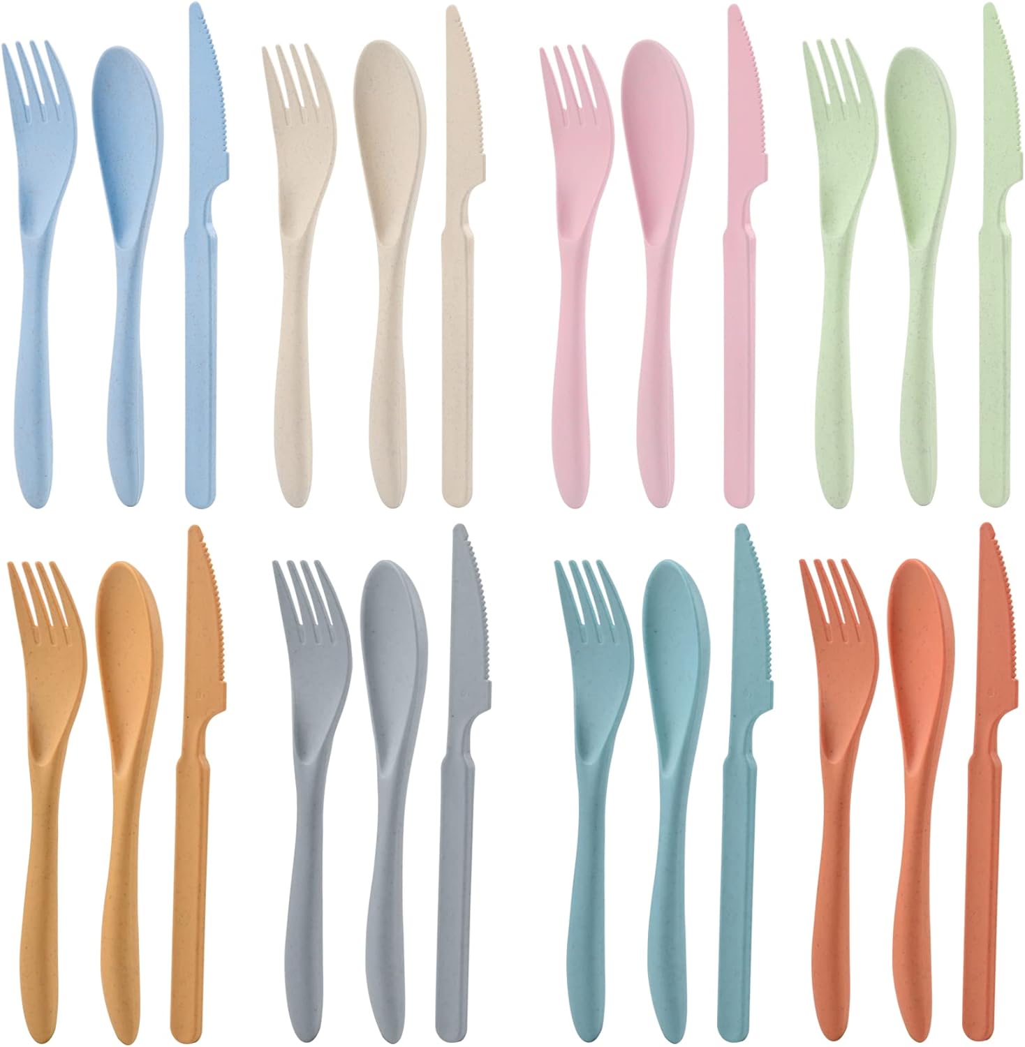 Knives Spoons and Forks Set, Wheat Straw Cutlery Set, Reusable Flatware Set for 8, Utensils for Party, Travel, Work, Picnic, Camping or Daily Use Knives Spoons and Forks Set, Wheat Straw Cutlery Set, Reusable Flatware Set for 8, Utensils for Party, Travel, Work, Picnic, Camping or Daily Use
