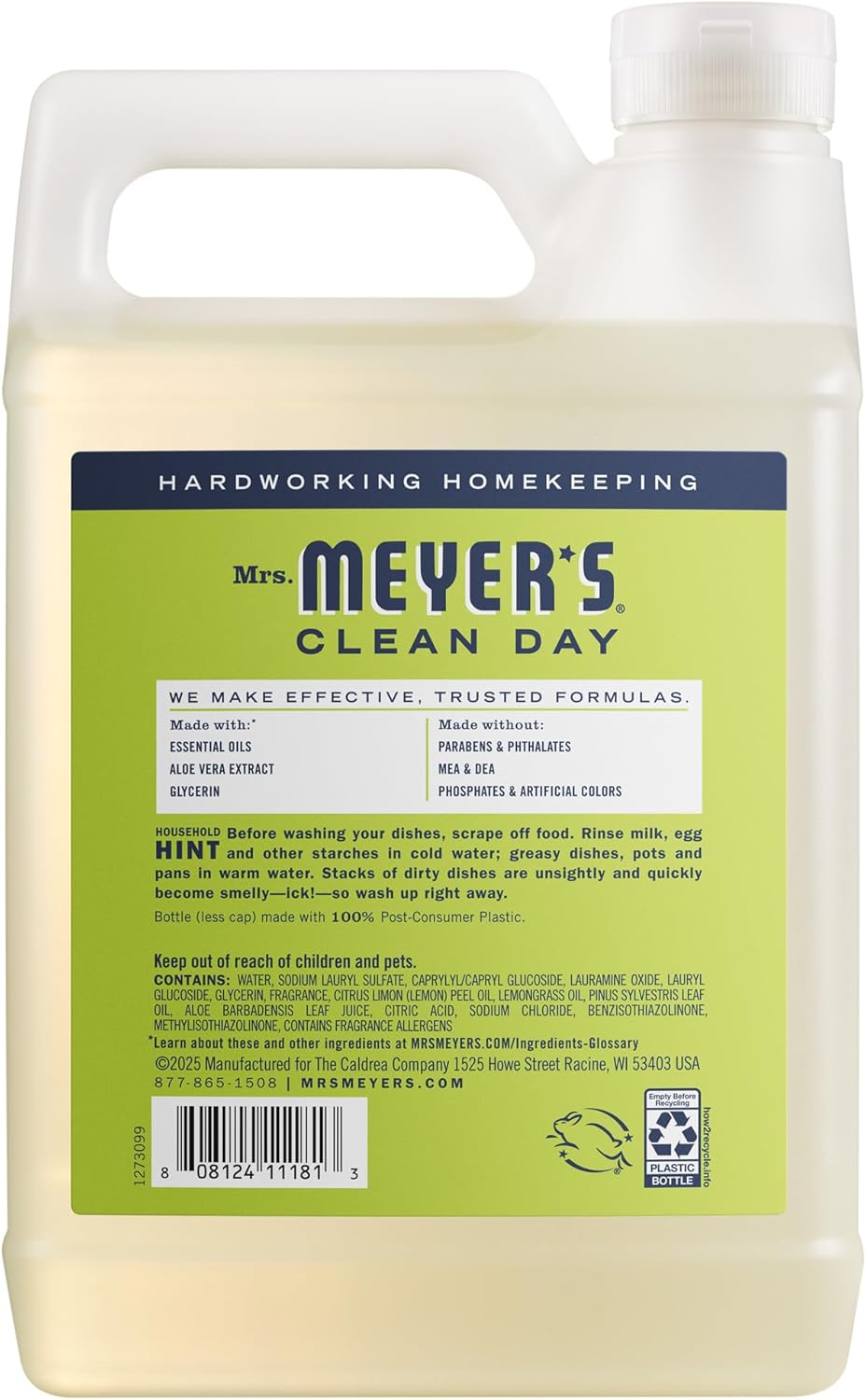 MRS. MEYER'S CLEAN DAY Liquid Dish Soap Refill, Lemon Verbena (48 Fl Oz (Pack of 1)) - Image 2